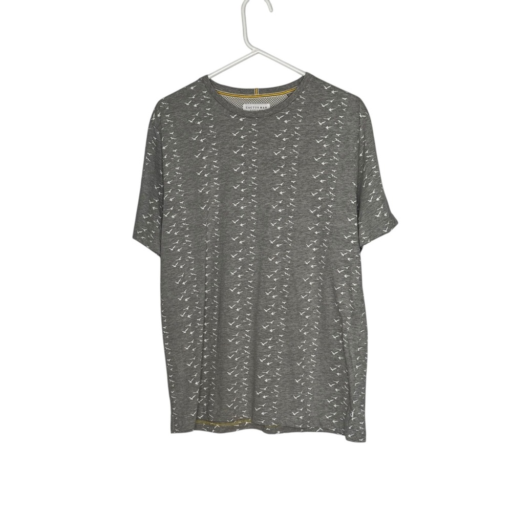 Cactus Man Ricky Singh Large Gray Cotton/Poly Short Sleeve T-Shirt w White Birds